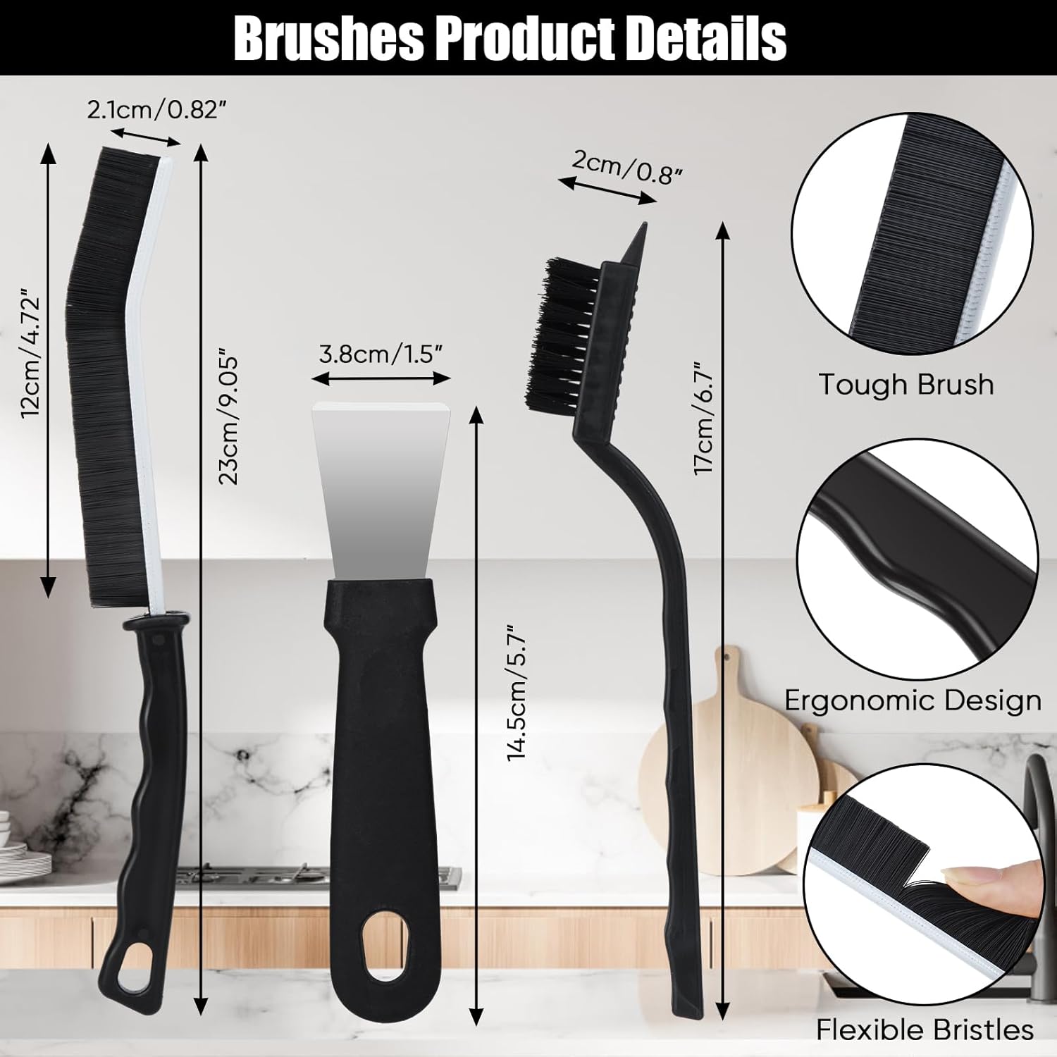Crevice Cleaning Brush,8 Pcs Multifunctional Cleaning Brush Tools,Hard Bristle Crevice Cleaning Brush,Crevice Cleaning Brushes for Household Use Bathroom Tiles Kitchen Practical and Durable