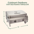 CGG-306 Chef'S Style Portable Propane Tabletop 20,000, Professional Gas Grill, Two 10,000 BTU Burners, Stainless Steel