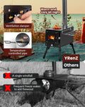 Wood Stove, Outdoor Wood Burning Stove, Camping Stove, Portable Tent Stove with Heat Control Stovepipe & Elbow Pipe for Outdoor Cooking, Camping and Ice-Fishing