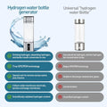 Hydrogen Water Bottle, , 6000Ppb High Concentration Hydrogen Water, SPE/PEM Technology, Hydrogen Water Bottle Generator, Ion Water Bottle with LED Display, Best Gift 9.5 Oz (Silver)