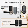 Keyless-Entry Fingerprint Smart Door Lock, Smart Locks for Front Door with Code Passcode App Control All in One Zinc Alloy Electronic Digital Door Lock with Keypad, Easy Installation