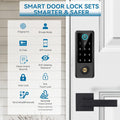 Smart Fingerprint Door Lock with Handle Set, Full App Control, Keyless Entry Door Lock, Electronic Digital Touchscreen Keypad, Deadbolt Smart Locks for Front Door, Auto Lock, Black