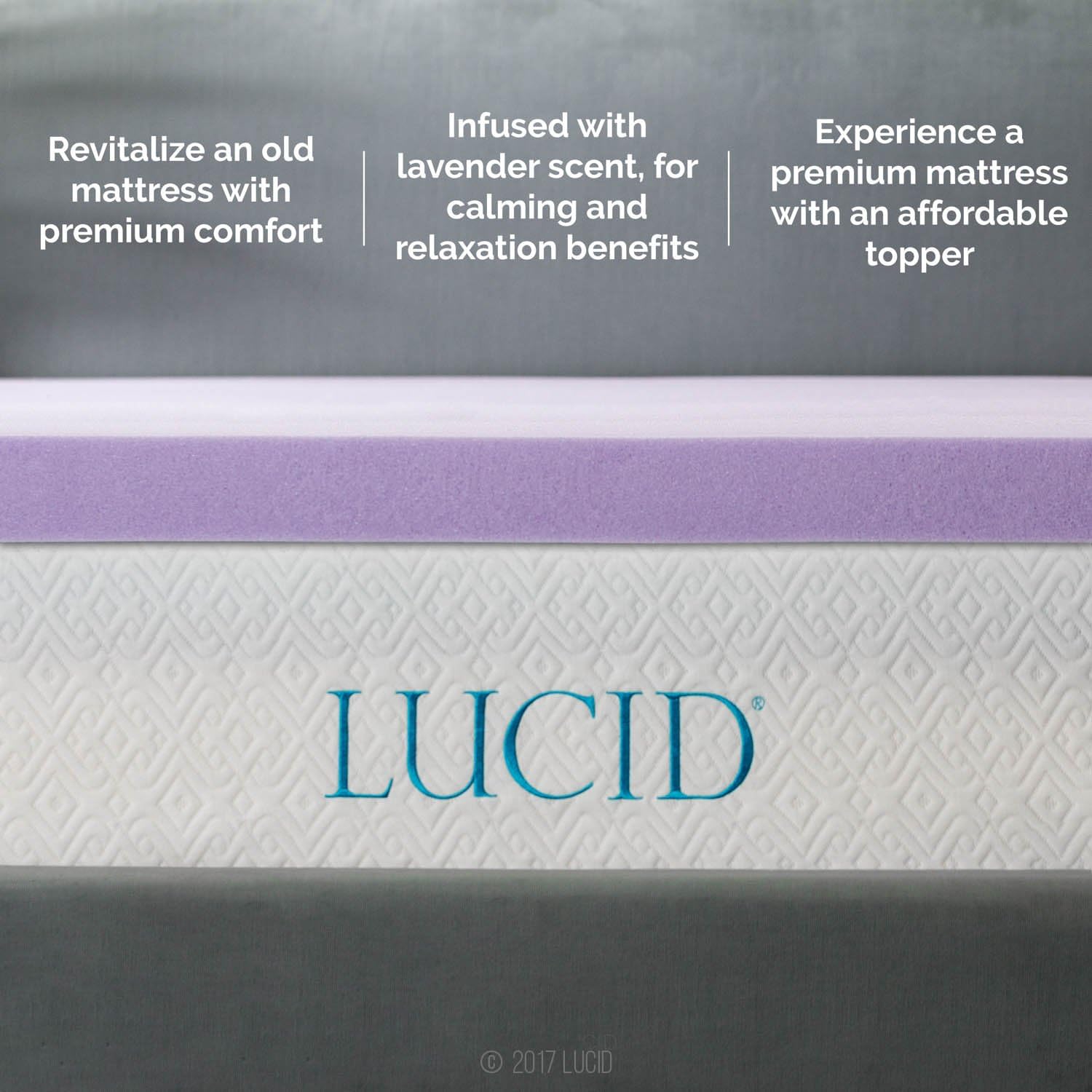 Lavender Infused Memory Foam Mattress Topper, Twin XL, 3 Inch, Ventilated Design - Lavender Topper