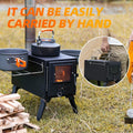 Hot Tent Stove,  Wood Burning Stove, Portable Wood Stove with 6 Stainless Chimney Pipes for Outdoor Heating & Cooking, Ice Fishing, Hunting