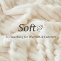 Fleece Throw Blanket for Couch - 300GSM Soft & Warm Fluffy Cream White Blanket, Decorative and Giftable Striped Blankets for Women, Men, 50