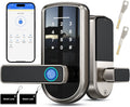 Keyless-Entry Fingerprint Smart Door Lock, Smart Locks for Front Door with Code Passcode App Control All in One Zinc Alloy Electronic Digital Door Lock with Keypad, Easy Installation