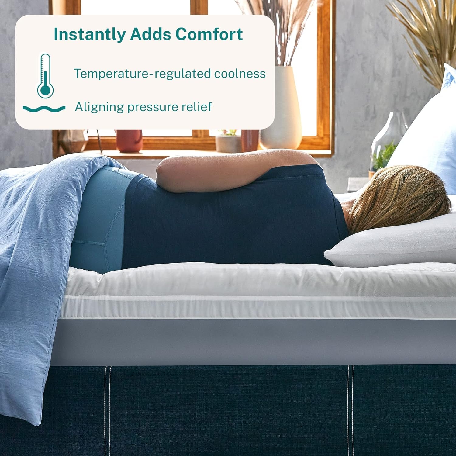 Cooling Comfort Gel Memory Foam Dual Layer Mattress Topper, 4 Inch, King Size, Pillow Top Cover