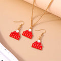 Fashion Christmas Necklace Earrings Jewelry Set for Women Christmas Tree Hat Deer Necklace Girls Party Festival Jewelry Gifts