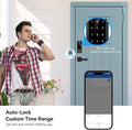 Smart Fingerprint Door Lock with Handle Set, Full App Control, Keyless Entry Door Lock, Electronic Digital Touchscreen Keypad, Deadbolt Smart Locks for Front Door, Auto Lock, Black