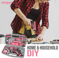 35Pc Pink Tool Kit with 3.6V USB Electric Screwdriver and Drill Set. Complete Women Tool Set