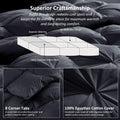 Luxurious All-Season Goose down Feather Fiber Comforter California King Size Duvet Insert, Exquisite Pinch Pleat Design, Premium Baffle Box, 100% Egyptian Cotton Cover, 80 Oz. Fill Weight, Black