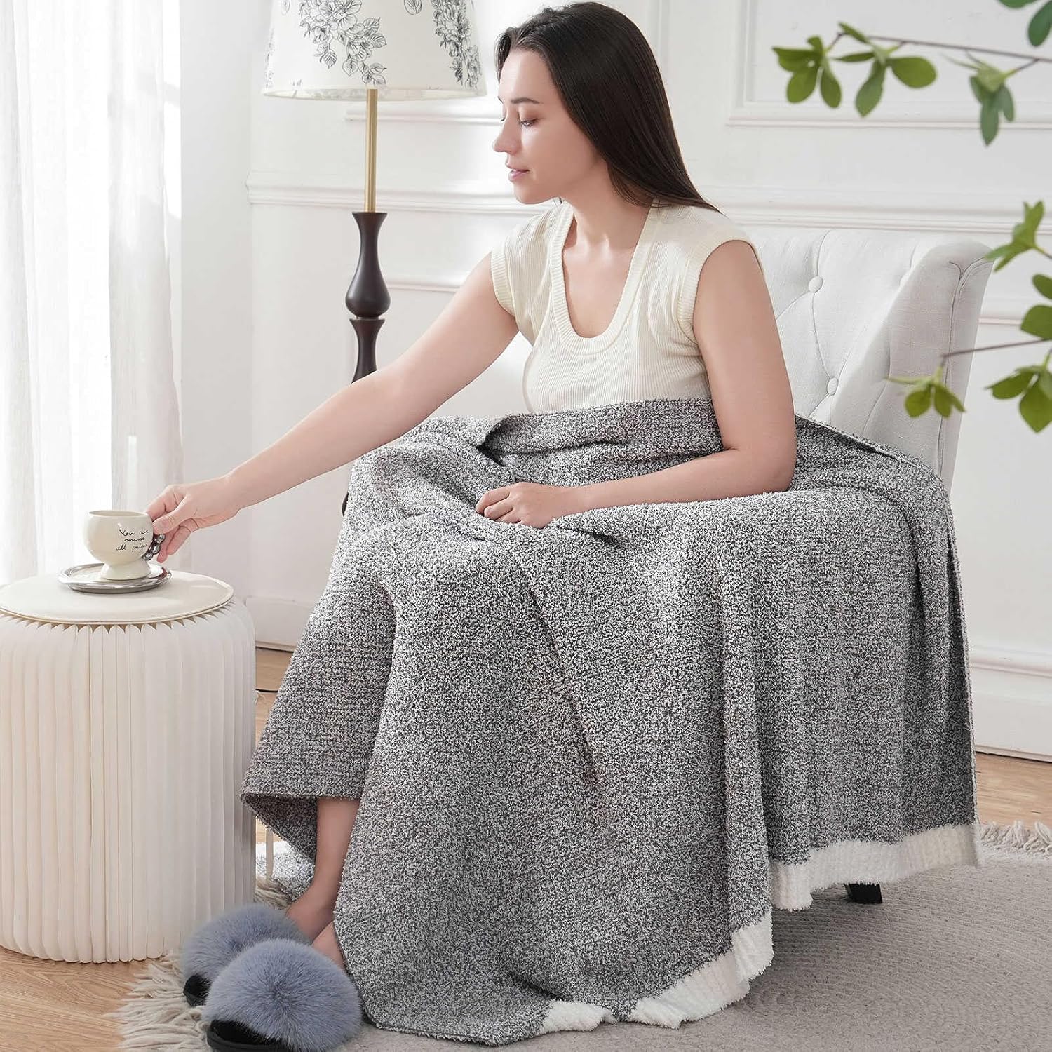 Throw Blanket - Super Soft, Cozy, and Warm Knitted Throw Blanket for Couch, Sofa, Bed, and Room Decor All Seasons Use (Grey, 50"*60")