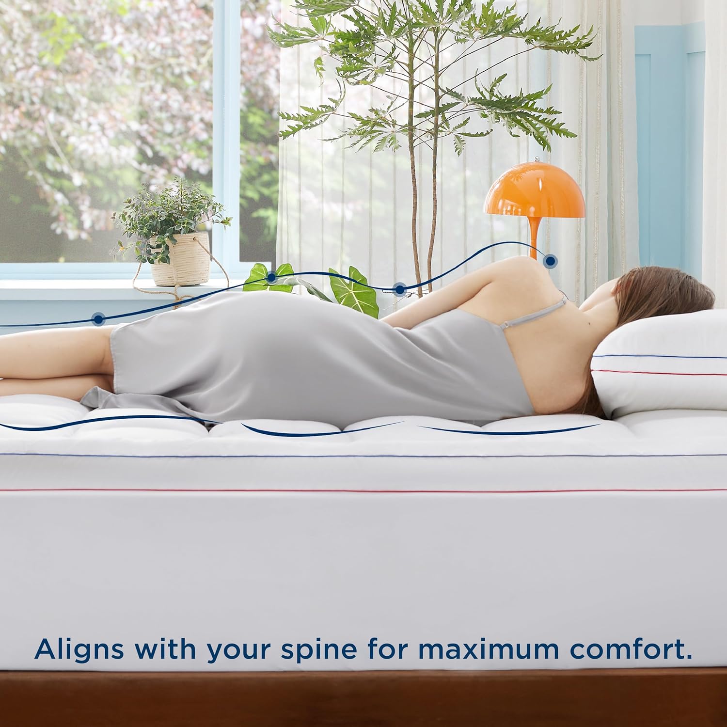 Pillow Top Mattress Topper Queen - Fluffy Mattress Pad Cover with Deep Pocket Fits up to 21", Plush Soft Bed Topper for Back Pain Relief, Overfilled with down Alternative Filling, White