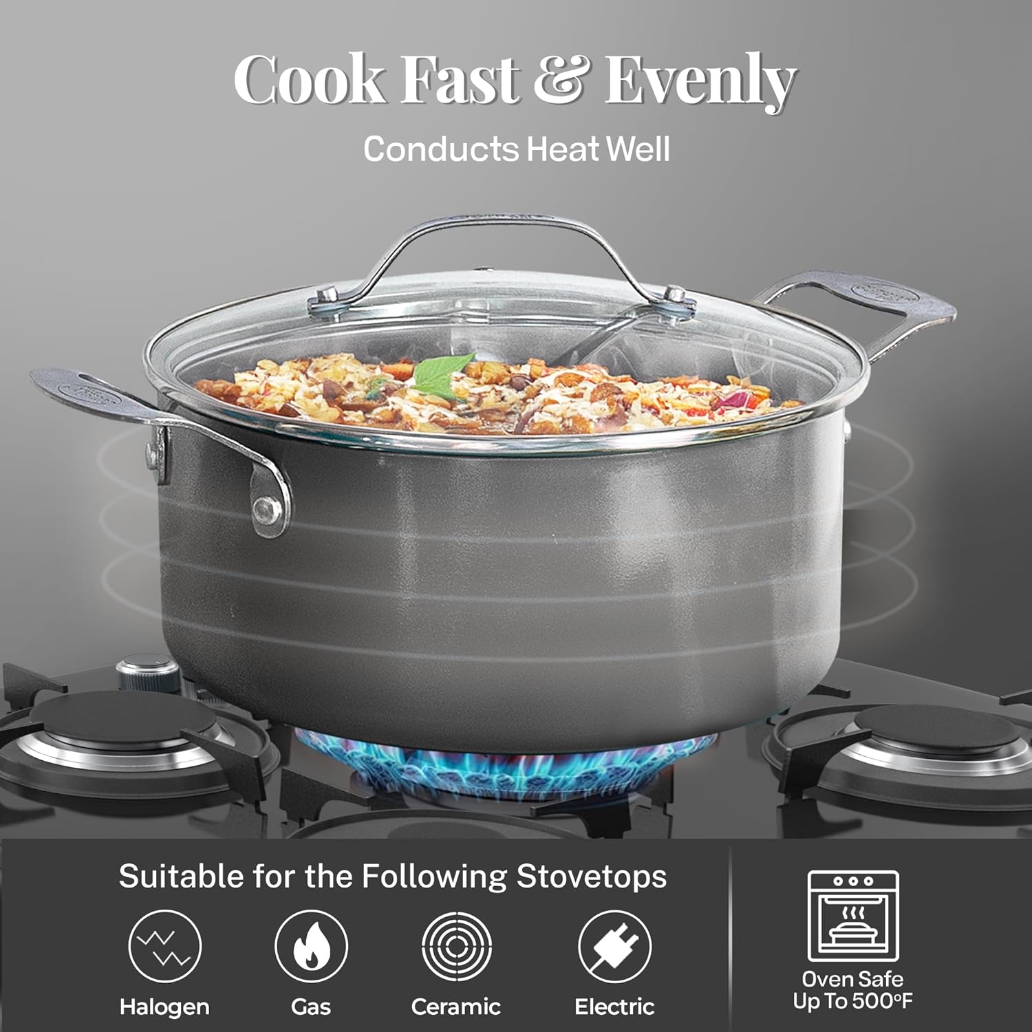 20 Pc Pots and Pans Set, Bakeware Set, Ceramic Cookware Set for Kitchen, Long Lasting Non Stick Pots and Pans Set with Lids Dishwasher / Oven Safe, Non Toxic-Copper
