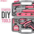 35Pc Pink Tool Kit with 3.6V USB Electric Screwdriver and Drill Set. Complete Women Tool Set