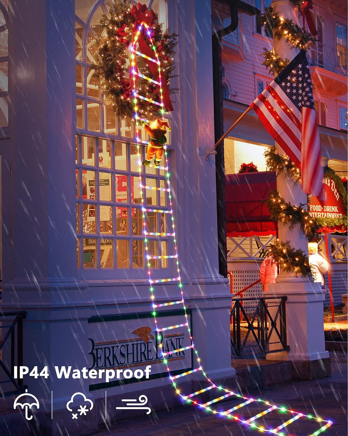 LED Christmas Lights - 10Ft Christmas Decorative Ladder Lights with Santa Claus, Christmas Decorations Lights for Indoor Outdoor, Window, Garden, Home, Wall, Xmas Tree Decor (Multicolor)