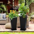 Set of 2 Tall Outdoor Planters 24 Inch, Large Planters for Indoor Outdoor Plants, Tapered Square Flower Pots with Tray for Patio,Black