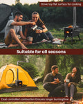 Wood Stove, Outdoor Wood Burning Stove, Camping Stove, Portable Tent Stove with Heat Control Stovepipe & Elbow Pipe for Outdoor Cooking, Camping and Ice-Fishing