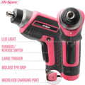 35Pc Pink Tool Kit with 3.6V USB Electric Screwdriver and Drill Set. Complete Women Tool Set