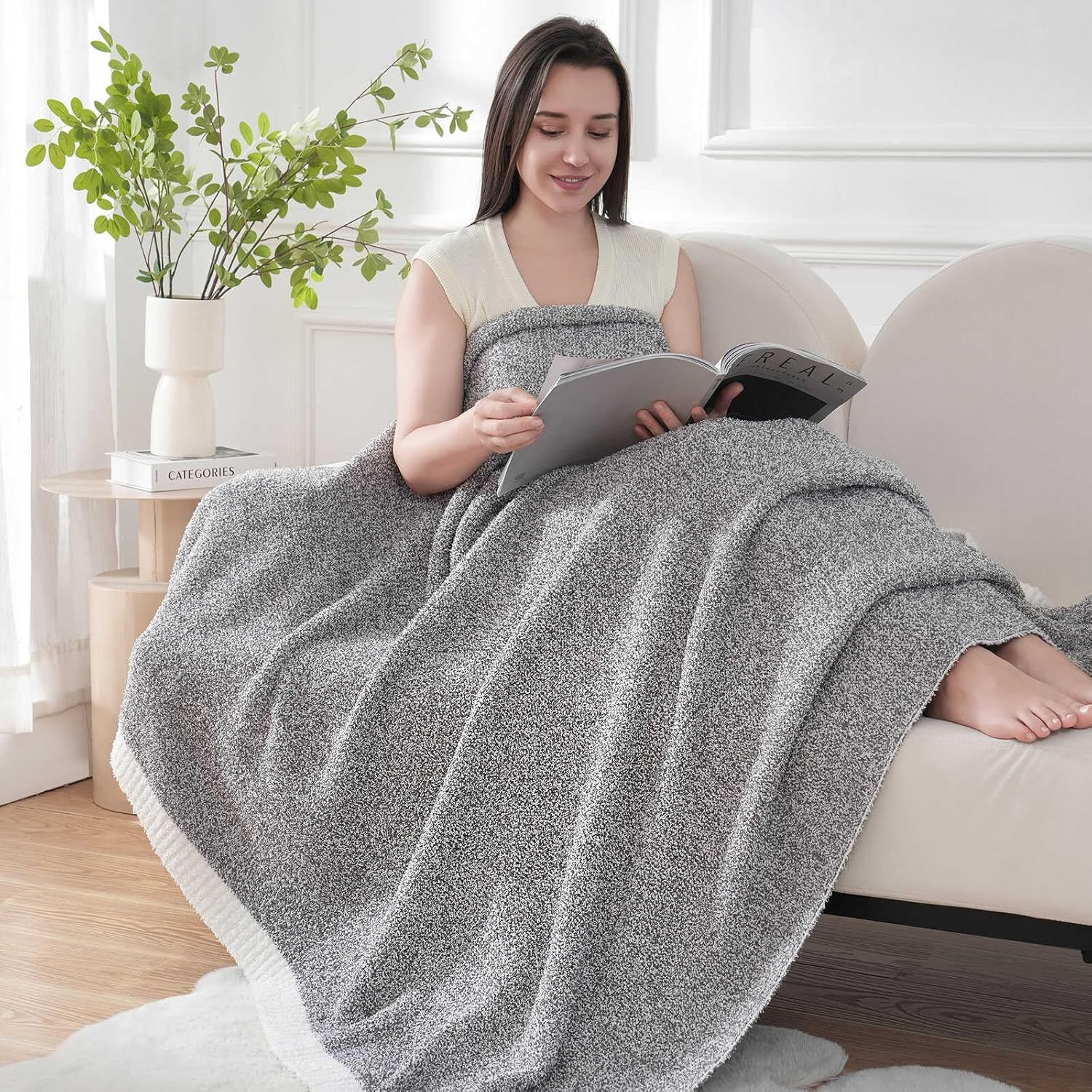 Throw Blanket - Super Soft, Cozy, and Warm Knitted Throw Blanket for Couch, Sofa, Bed, and Room Decor All Seasons Use (Grey, 50"*60")