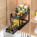 under Sliding Cabinet Basket Organizer, 2 Tier under Sink Organizers Black under Sink Storage for Bathroom Kitchen