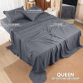 Queen Bed Sheets Set - 4 Piece Bedding - Brushed Microfiber - Shrinkage and Fade Resistant - Easy Care (Queen, Grey)