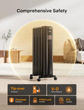 Oil Filled Radiator Heater for Indoor Use Large Room with Remote, Electric Space Heater with Thermostat, Energy Efficient with ECO Mode, 24H Timer, Quiet, Overheat & Tip-Over Protection, 1500W