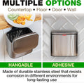 Kitchen Compost Bin Countertop - 1 Gallon Odorless Small Stainless Steel Composting Bin - Hanging Food & Waste Counter Top Trash Can - with 50 Compostable Trash Bags & Carbon Filter