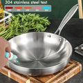 304 Stainless Steel Frying Pan, Nonstick Pan Fried Steak Pot Uncoated Kitchen Cookware for Gas Stove and Induction Cooker