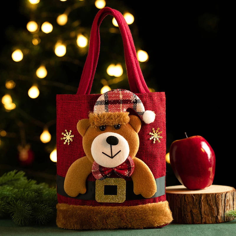 Christmas Gift Bag Linen Cloth New Year Children'S Candy Handbag Christmas Eve Apple Storage Bag Xmas Santa Claus Wholesale 2023