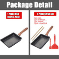 Tamagoyaki Japanese Omelette Pan Package Detail with Single Pan Option and 4-Piece Set Including Shovel, Oil Brush, and Chopsticks