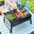 Small Black Steel Charcoal Oven Outdoor Portable Folding Oven BBQ Barbecue Grill