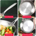 304 Stainless Steel Frying Pan, Nonstick Pan Fried Steak Pot Uncoated Kitchen Cookware for Gas Stove and Induction Cooker