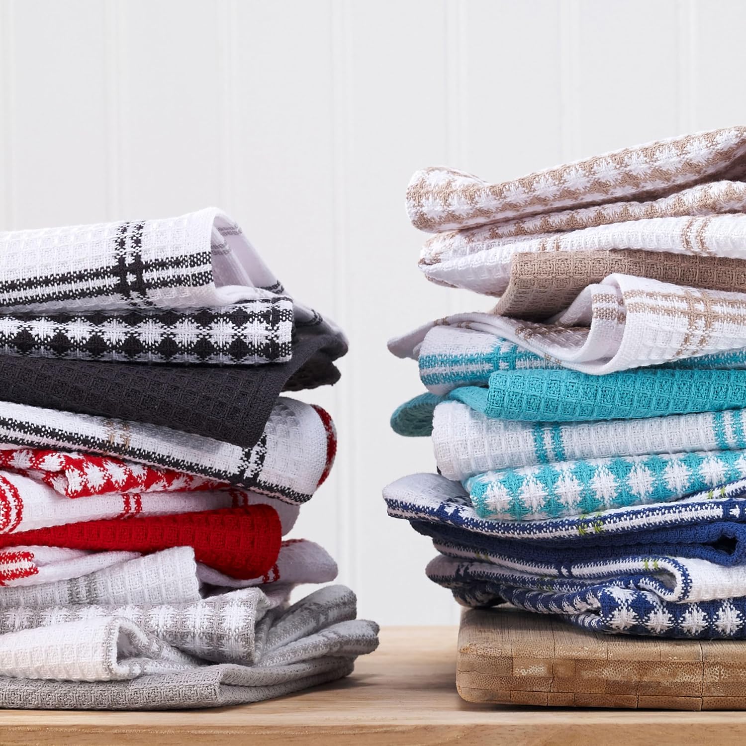 Premium Waffle Dish Cloths: Highly Absorbent, Super Soft - 100% Cotton, 12"X13" Flat Waffle Dish Cloth for Cleaning & Drying, (4-Pack), Grey