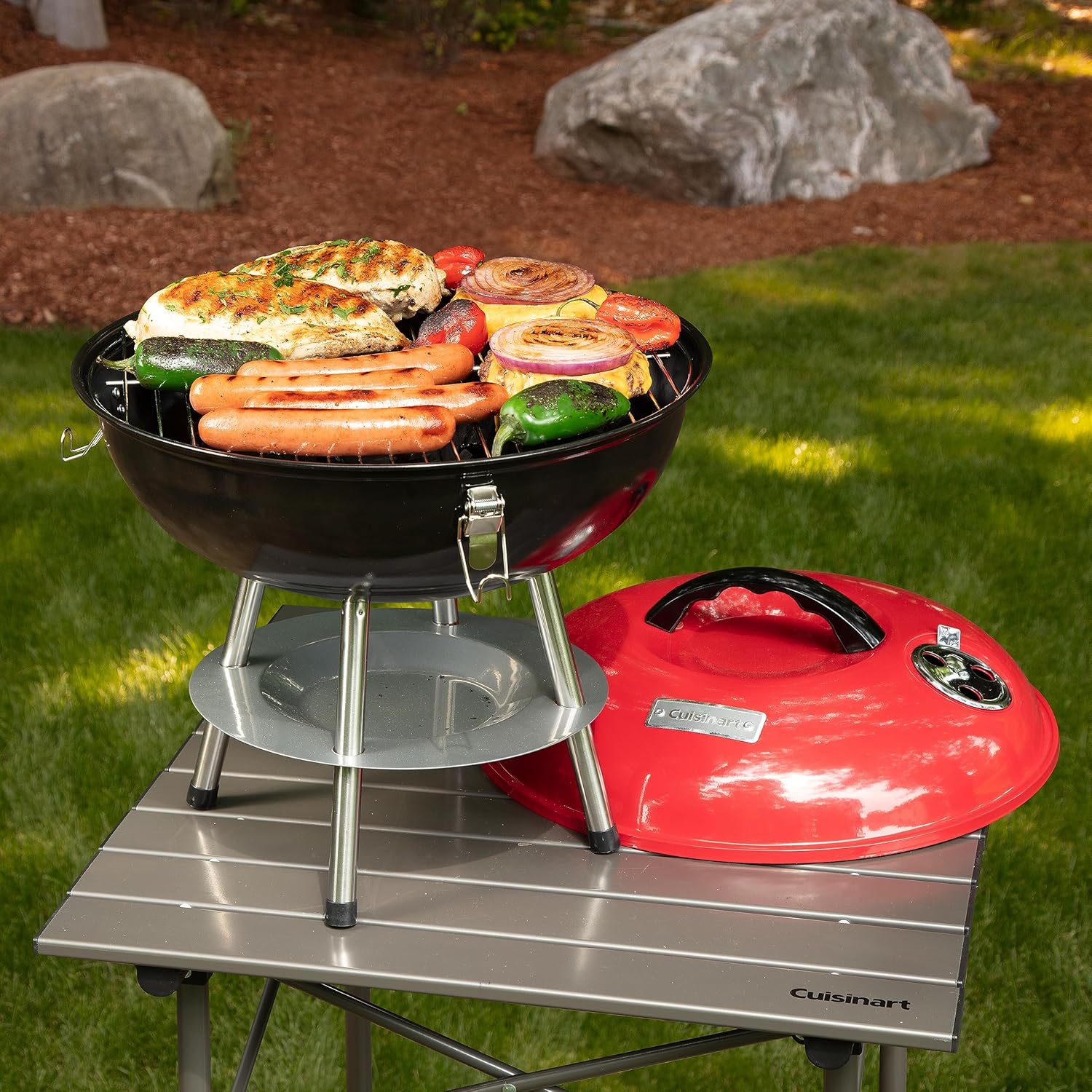 14" Inch BBQ, 14" X 14" X 15", Portable Charcoal Grill, (Red), CCG-190RB