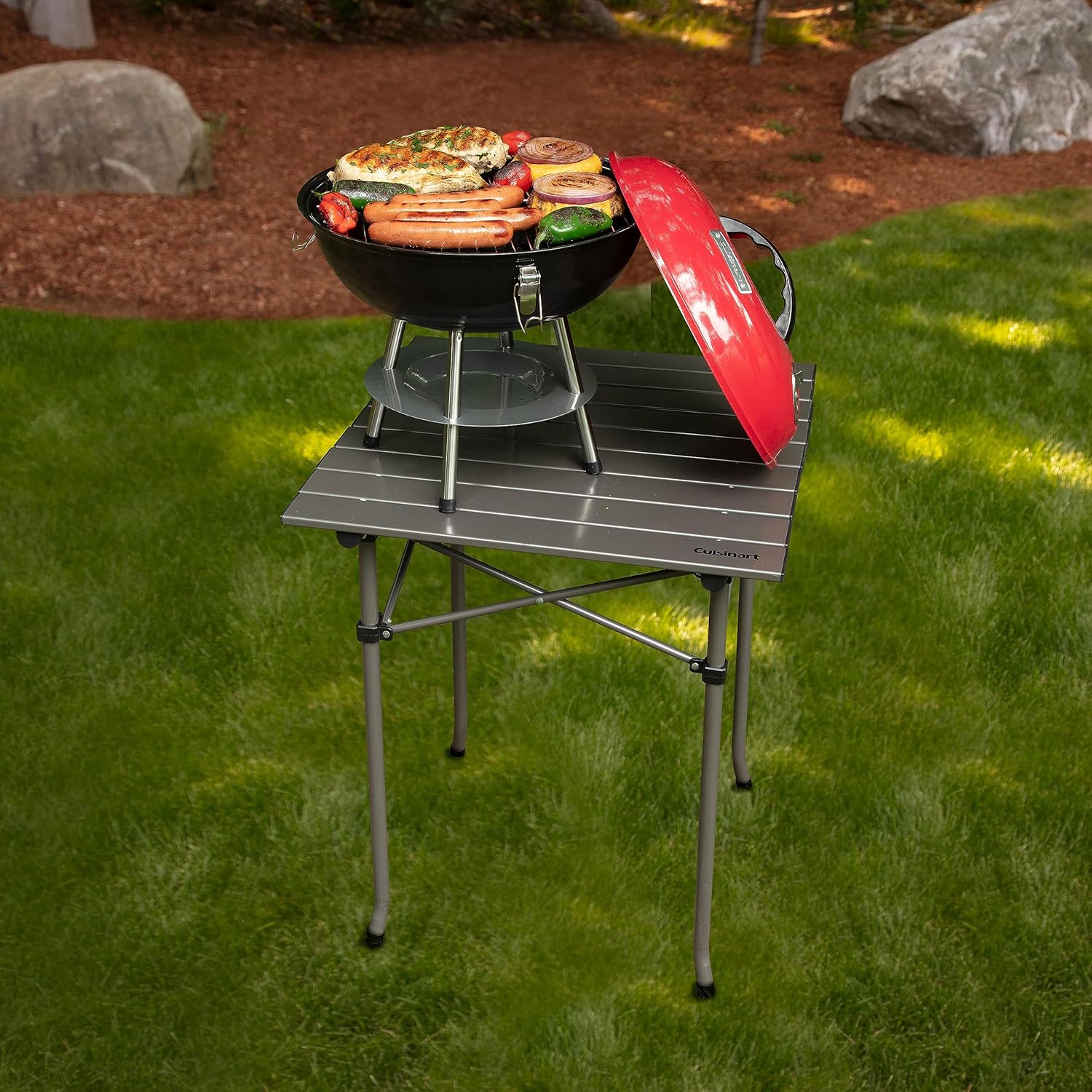 14" Inch BBQ, 14" X 14" X 15", Portable Charcoal Grill, (Red), CCG-190RB