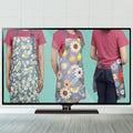 3 Pack Floral Aprons with Pocket, Blooming Womens Aprons Waterproof Adjustable Cooking Aprons for Kitchen Gardening and Salon