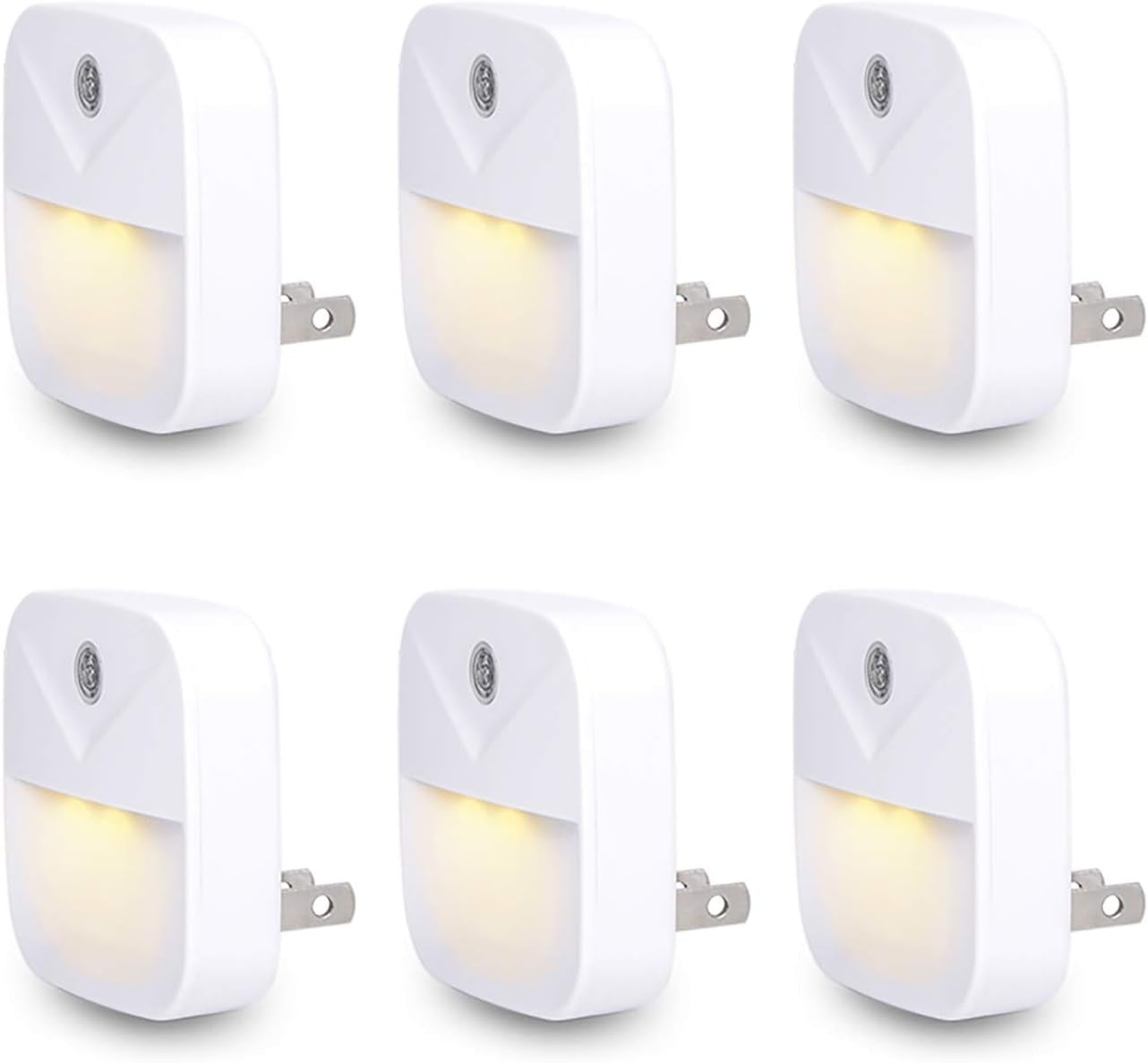 LED Night Light, Warm White Nightlight, Dusk-To-Dawn Sensor, Bedroom, Bathroom, Kitchen, Hallway, Stairs, Energy Efficient, Compact, 6-Pack