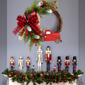 38CM Christmas Door Wreath Garland Wooden Car Red Berry Wall Hanging Ornament Merry Christmas Decoration for Home New Year 2025