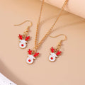 Fashion Christmas Necklace Earrings Jewelry Set for Women Christmas Tree Hat Deer Necklace Girls Party Festival Jewelry Gifts