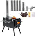 Wood Stove, Outdoor Wood Burning Stove, Camping Stove, Portable Tent Stove with Heat Control Stovepipe & Elbow Pipe for Outdoor Cooking, Camping and Ice-Fishing