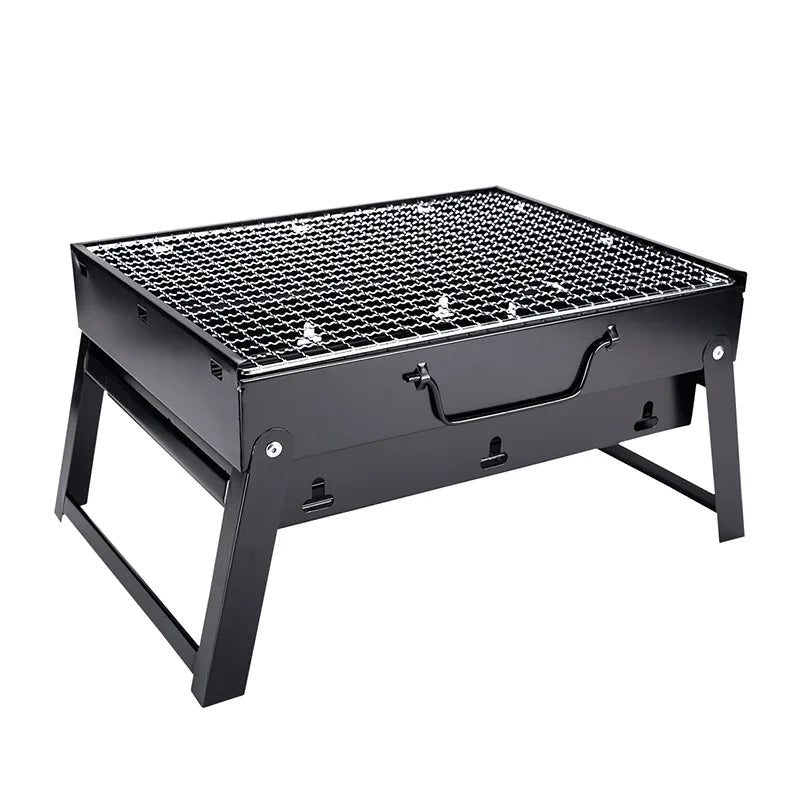 Small Black Steel Charcoal Oven Outdoor Portable Folding Oven BBQ Barbecue Grill