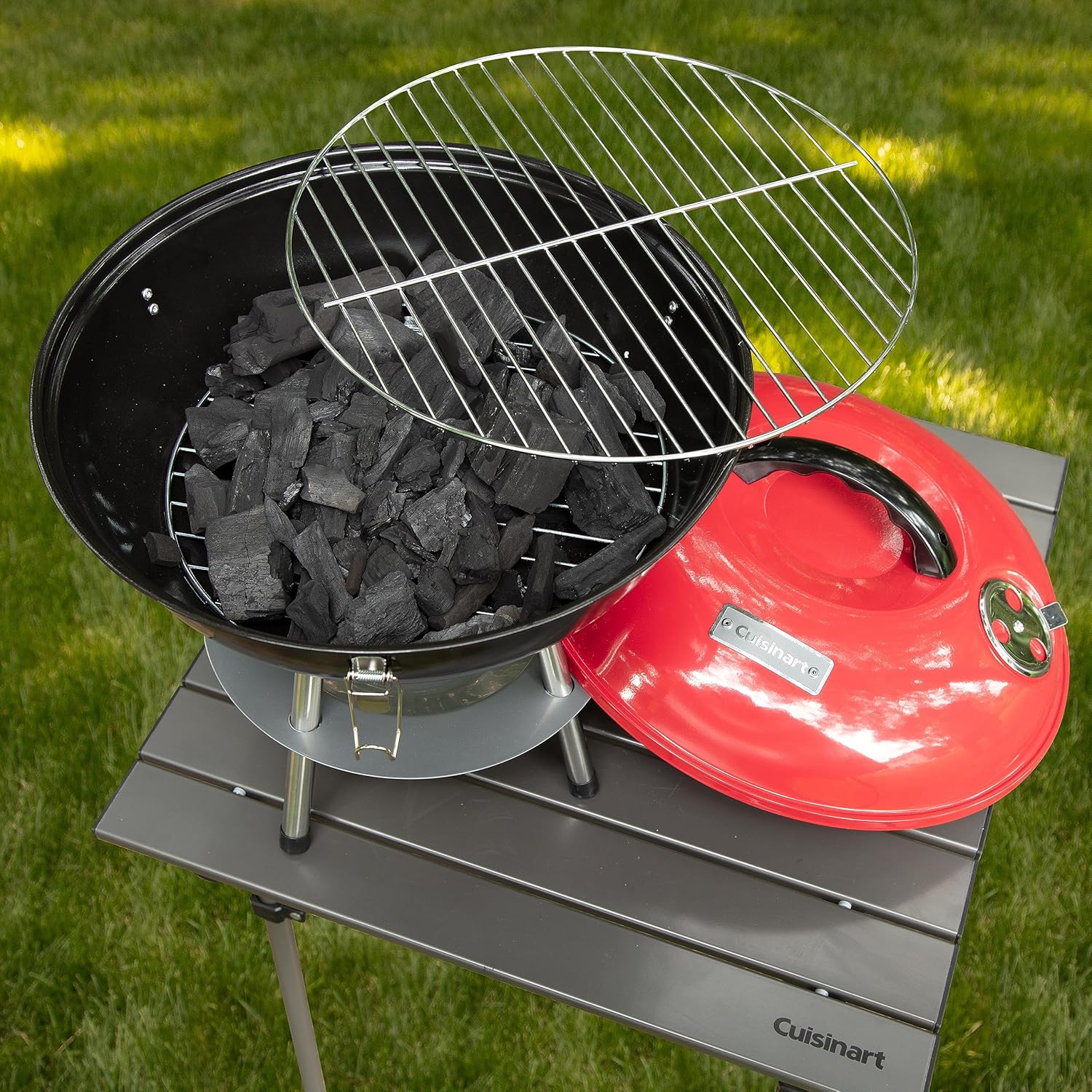 14" Inch BBQ, 14" X 14" X 15", Portable Charcoal Grill, (Red), CCG-190RB