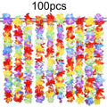 100Pcs Hawaii Christmas Wreath Door Decoration Hawaiian Party Artificial Flower Garland Necklace Luau Torpil