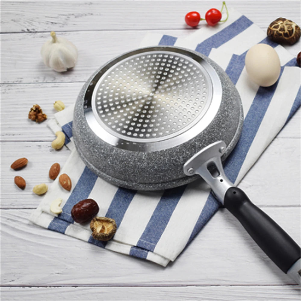 Durable Stone Frying Wok Pan Non-Stick Ceramic Pot Induction Fryer Steak Cooking Gas Stove Skillet Cookware Tool for Kitchen Set