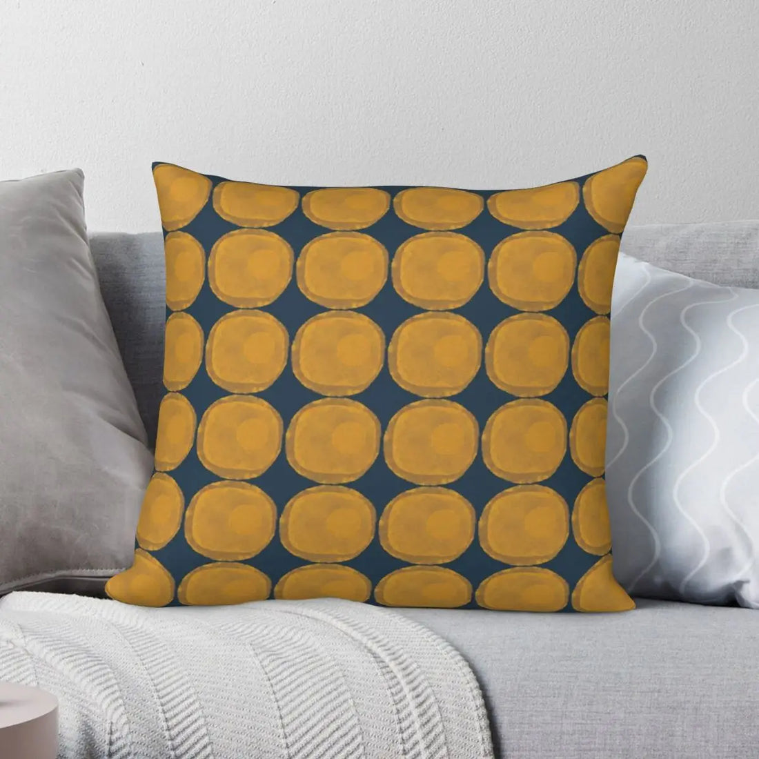 Nucleus Minimalist Organic Dot in Mustard Pillowcase Polyester Linen Velvet Creative Zip Decor Home Cushion Cover