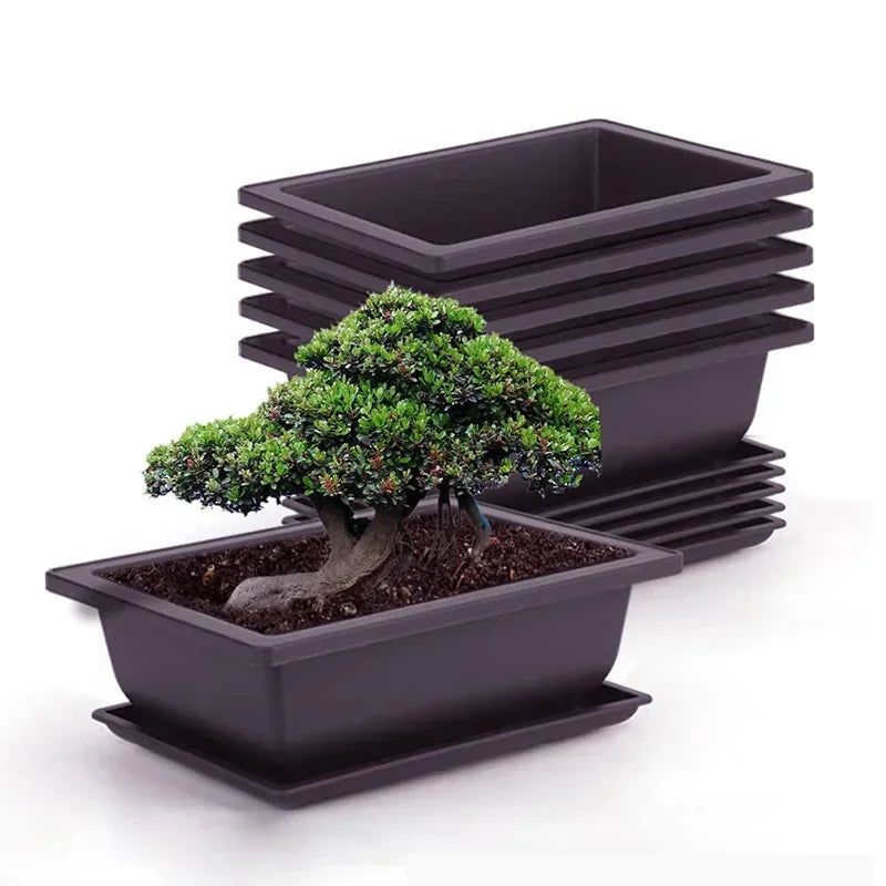 1PC Flower Pot Imitation Plastic Balcony Square Pots Flower Bonsai Bowl Nursery Basin Planter Imitation Rectangle Flower Pot