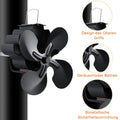 Heat Powered 4 Blades Stove Fan,Silent Flue Pipe Fireplace Fan, Eco-Friendly on Chimney for Wood Log Burner Fireplace