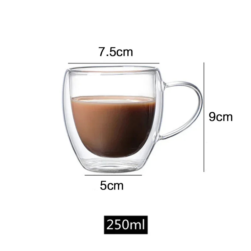 Double Bottom Wall Glass Coffee Cup Whiskey Tea Thermal Heat Resistant Cocktail Vodka Shot Wine Mug Drinkware Tumbler Set