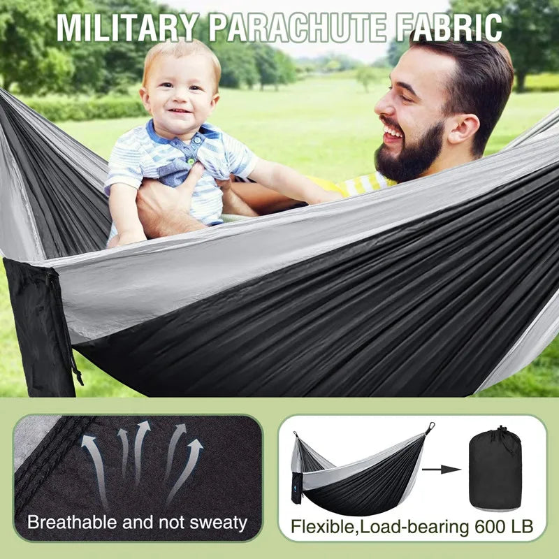 270X140Cm Portable Hammocks Nylon Color Parachute Fabric Single and Double Size Outdoor Camping Hiking Garden Hammock